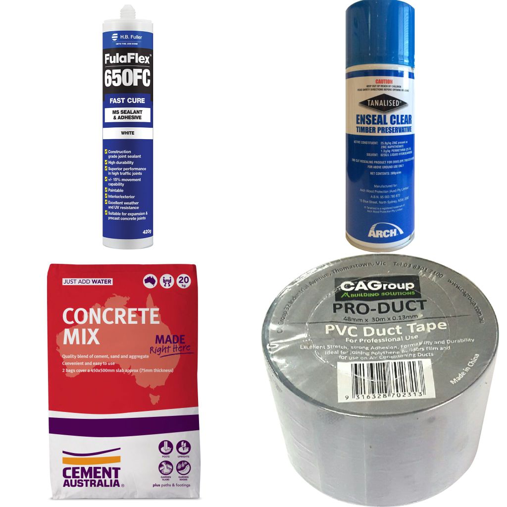 Builders Supplies Adhesive Spray Concrete Mix Duct Tape